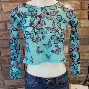 Pre loved little girls muti color butterfly top
